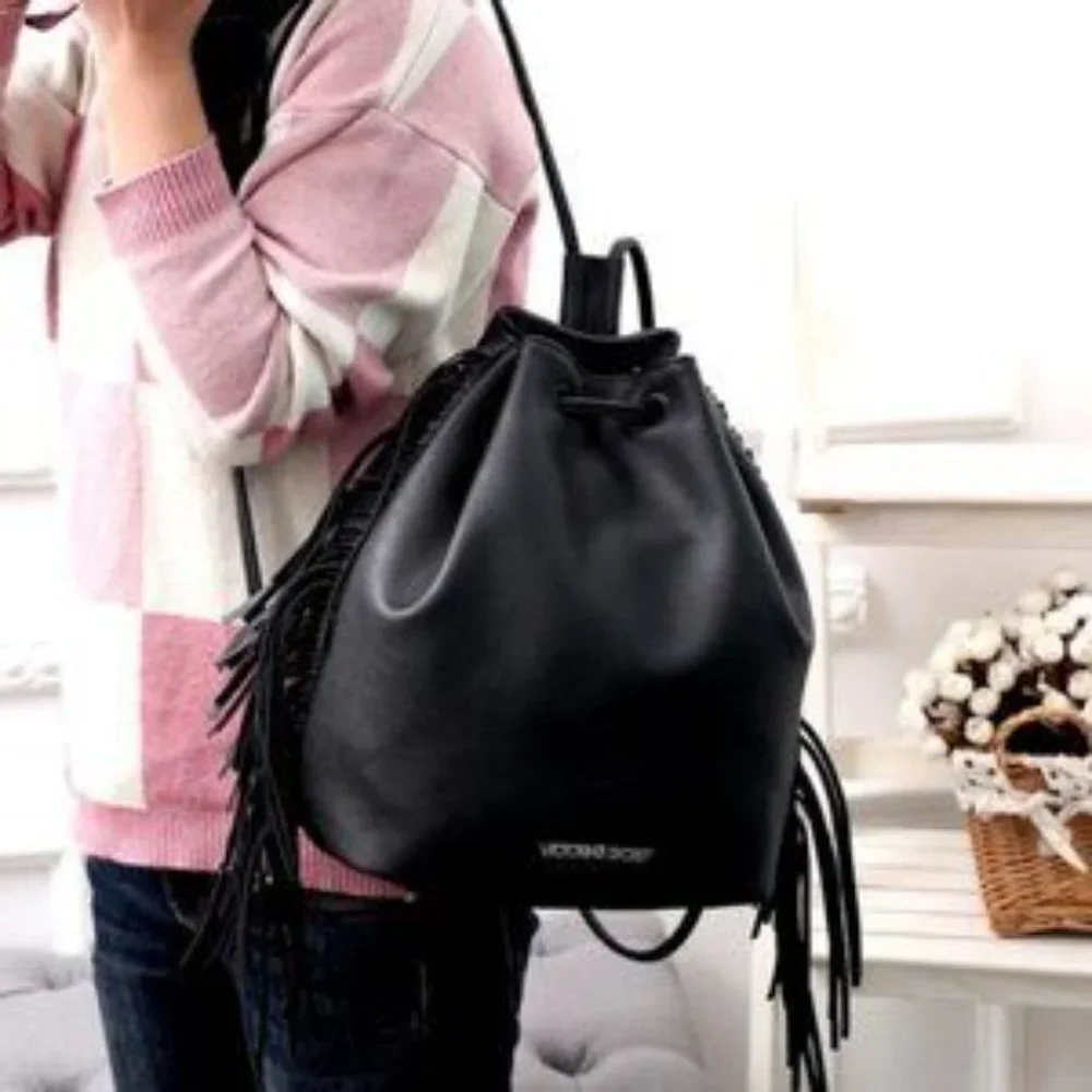 Victoria Secret Fringe Black Backpack Brand New with Tags